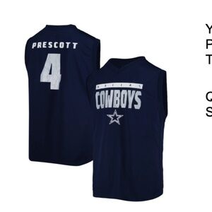 FOOTBALL Youth Dak Prescott Dallas Cowboys V Neck tank tip, sz Large, BRAND NEW